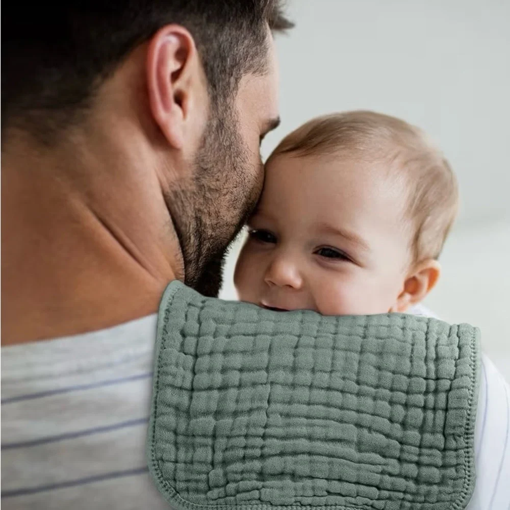 Set of 5 Muslin Cotton Burp Cloths - Eucalyptus Green